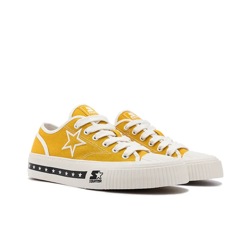 STARTER Stars Shoes Lace Up Non slip Lightweight Low Top Canvas Shoes Unisex Yellow-2