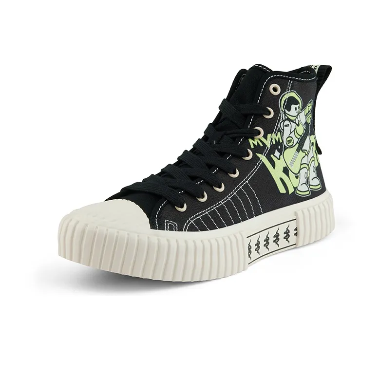 Kappa Wear Resistant High Top Canvas Shoes Unisex Black-1