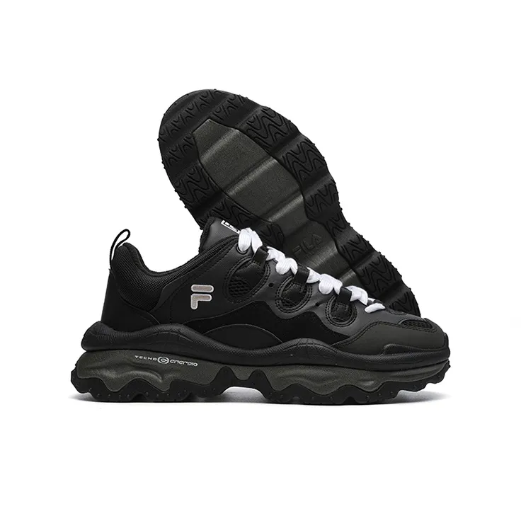 FILA FUSION QD96 Cushioning Anti Slip And Wear Resistant Low Top Chunky Sneakers Men's Black-4