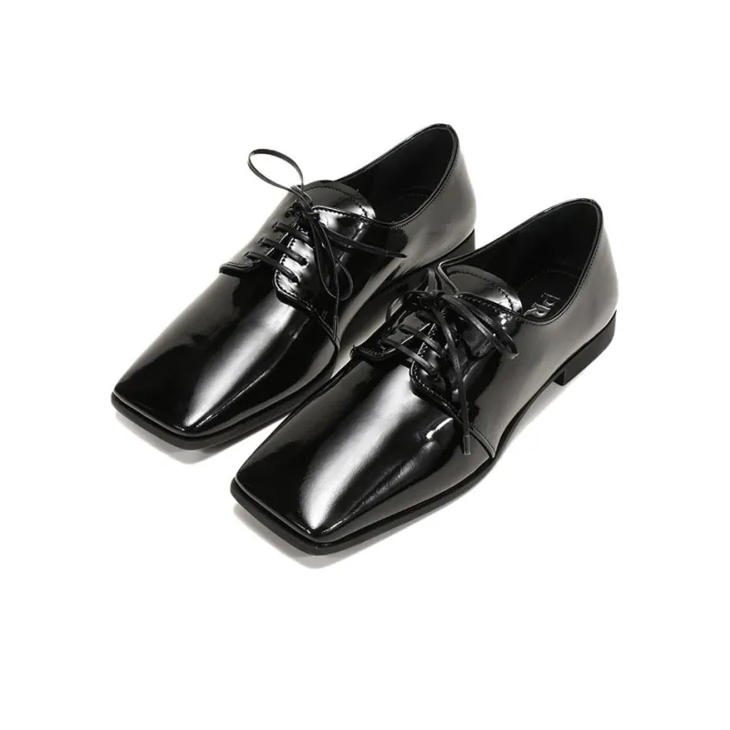 PRADA Patent Lace Up Derby Shoes 'Black' Women's-2