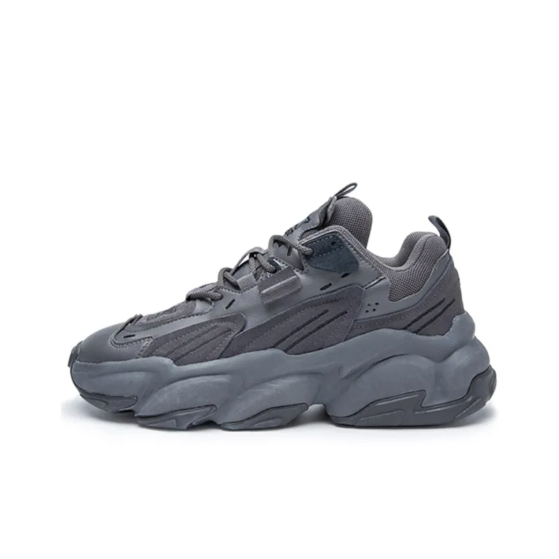 STARTER Rock Formation Series Cushioned Slip Resistant Low Top Chunky Sneakers Women's Black Gray Solid Color-0