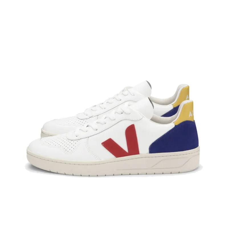 VEJA V 10 Non slip Lightweight Low Top Canvas Shoes Unisex Blue Red-3