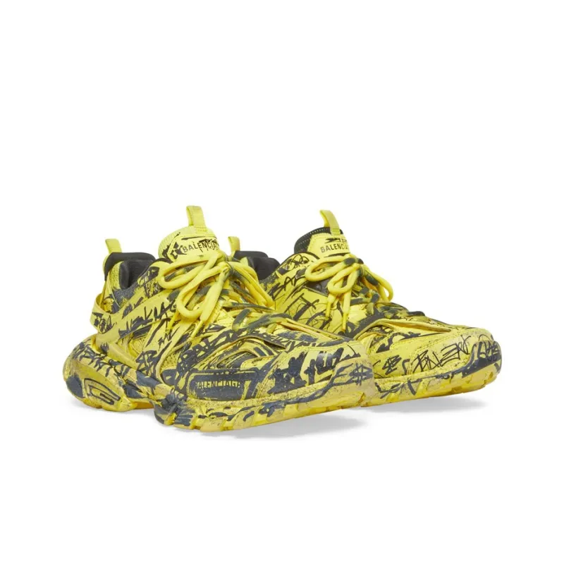 Balenciaga Track 1.0 Graffiti Chunky Sneakers Men's Yellow Black-2