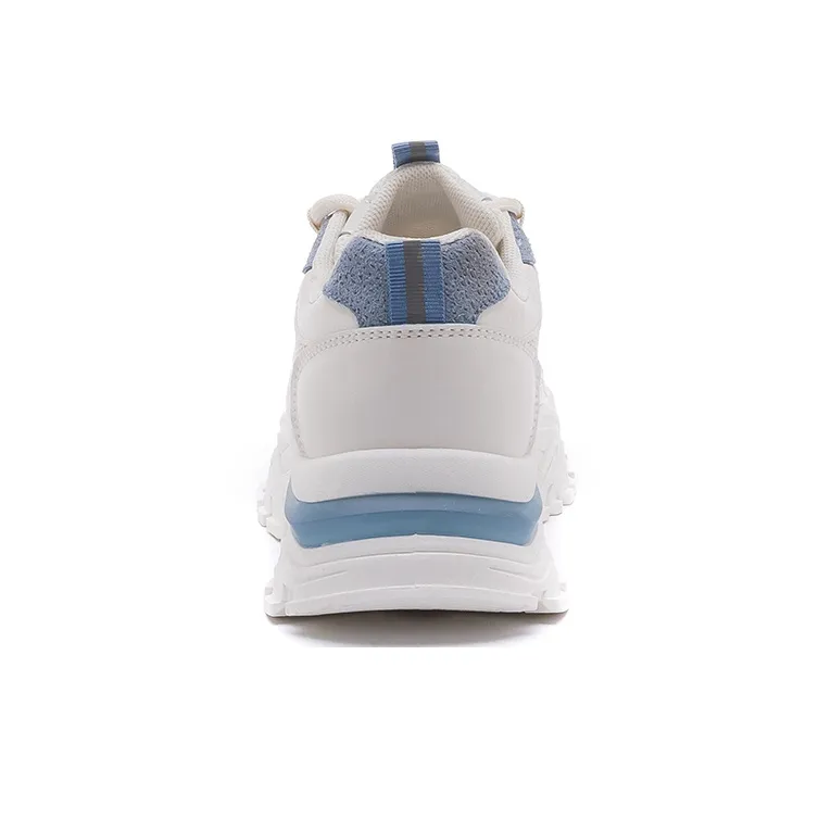Warrior Abrasion Resistant Breathable Height Increasing Low Top Chunky Sneakers Unisex Beige Blue-2