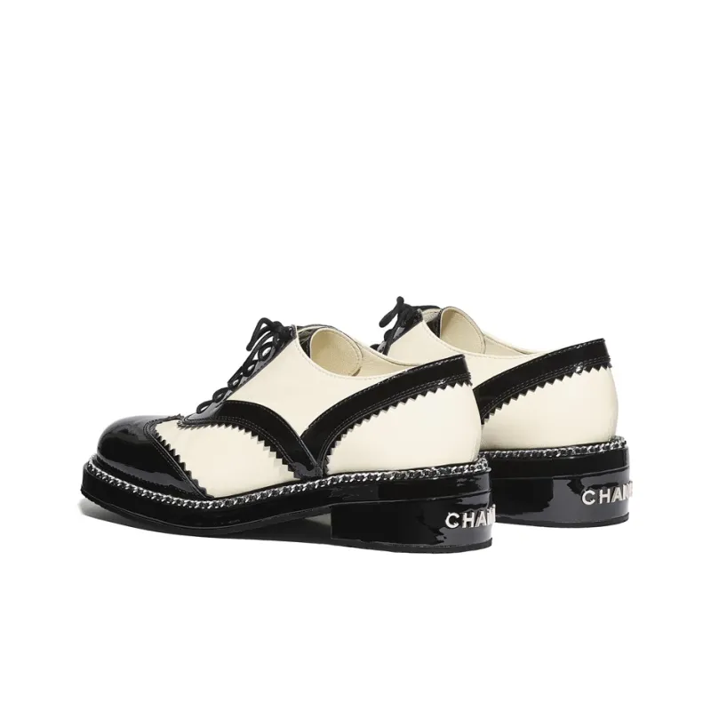 CHANEL Flat Shoes Women's Black White-3