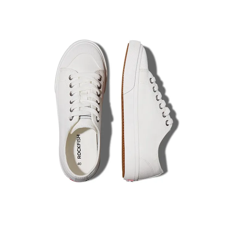 Rockfish Anti Slip Wear Resistant Water Resistant Lightweight Low Top Canvas Shoes Men's White-2