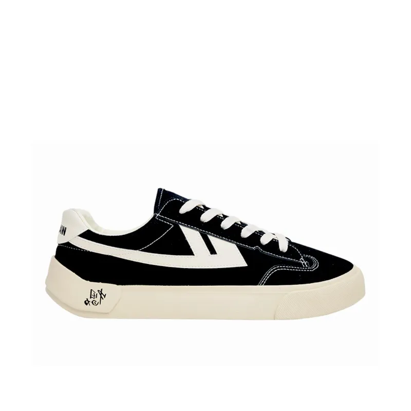 Warrior Chinoiserie Collection De Xin Small Heel Canvas Shoes Unisex Black-2