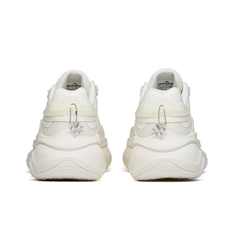 ANTA Life Collection Chunky Sneakers Women's Low Top Ivory White/Silver-4