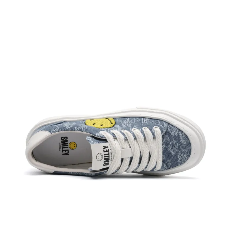 SMILEY Canvas Shoes Men Low Top Blue/Sky Blue-3