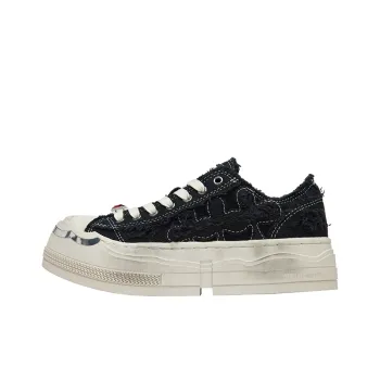 SHOOT BRAND Abrasion Resistant Breathable Height Increasing Low Top Canvas Shoes Unisex Little Dirty Black