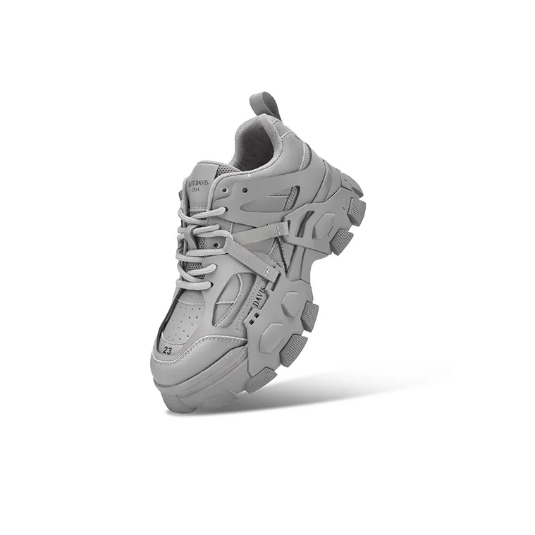 HART DAVIS Deconstructed Style Height Increasing Low Top Chunky Sneakers Unisex Gray-2
