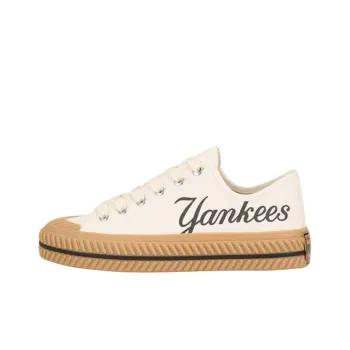 MLB Playball Anti Slip And Wear Resistant Lightweight Low Top Canvas Shoes Unisex White Brown