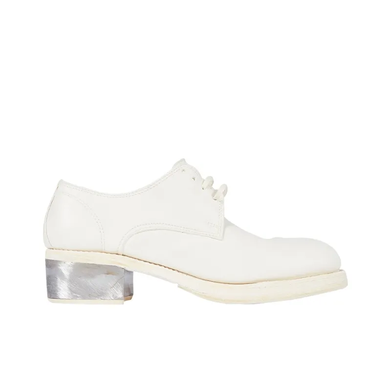 GUIDI Soft Horse Leather Flat Shoes Women's White Silver Root-1