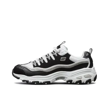 Skechers D'LITES Series New Retro Cushioning Lightweight Low Top Chunky Sneakers Women's Black White