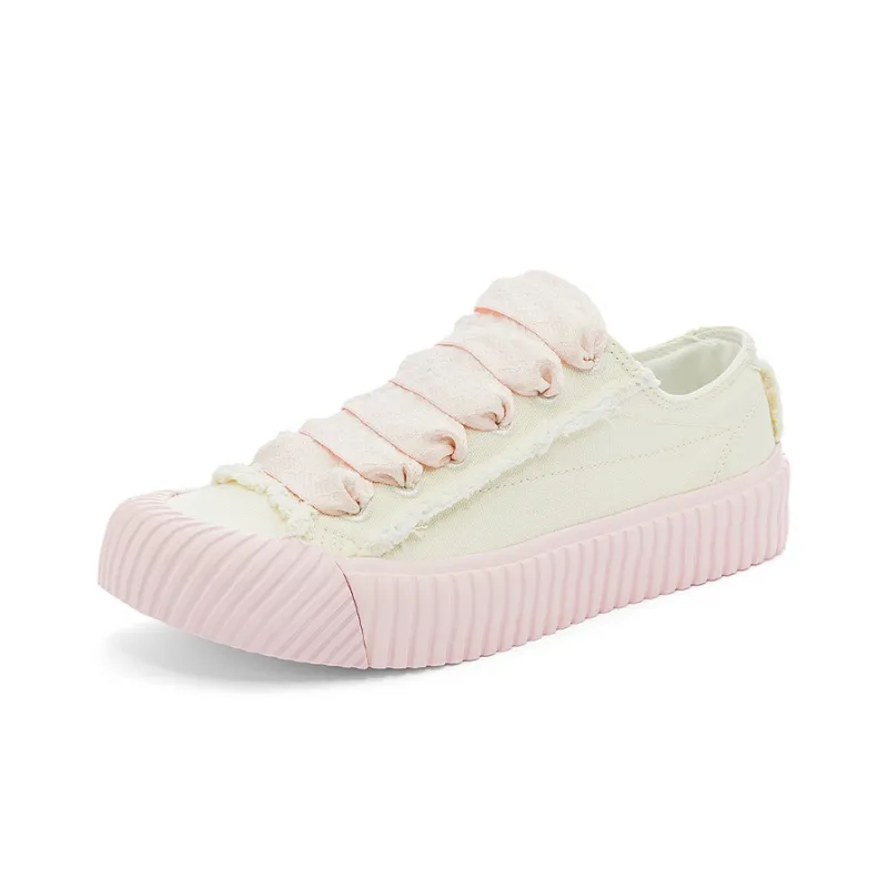 Kappa Wear resistant And Lightweight Low Top Canvas Shoes Women's White Light Rose Pink-1