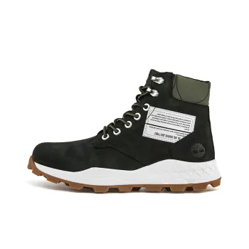 Timberland 6 Inch Brooklyn Side Zip Wide Fit Boots 'Black Nubuck With Green Padded Collar'