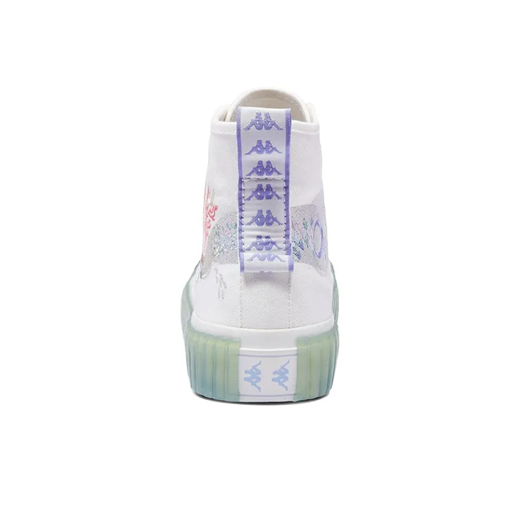 Kappa Anti Slip Wear Resistant High Top Canvas Shoes Unisex White Korea-4