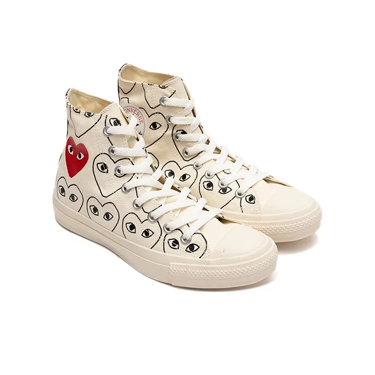 Converse Cdg X Converse Chuck Taylor All Star Multi Heart Sneakers Ivory/Black-2