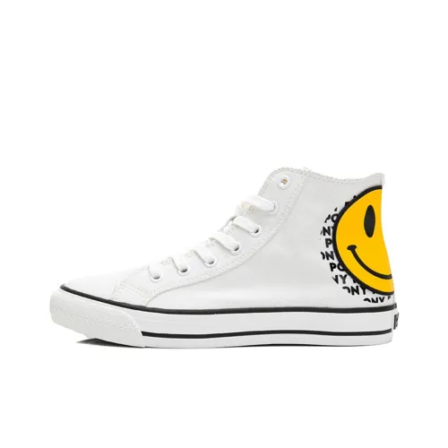 Pony Canvas Shoes Men High-Top White/Yellow/Black