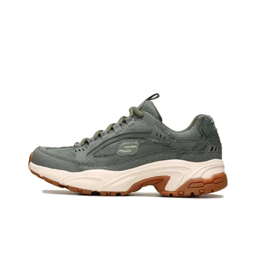 Skechers Stamina Series Classy Trail Wear-resistant And Lightweight Low-Top Chunky Sneakers Women's Gray Green