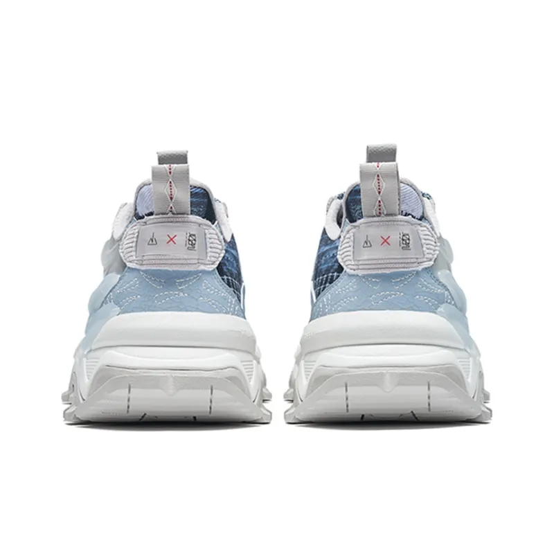 XTEP Shanhai Collection Anti Slip Wear Resistant Low Top Chunky Sneakers Men's Blue Gray-2