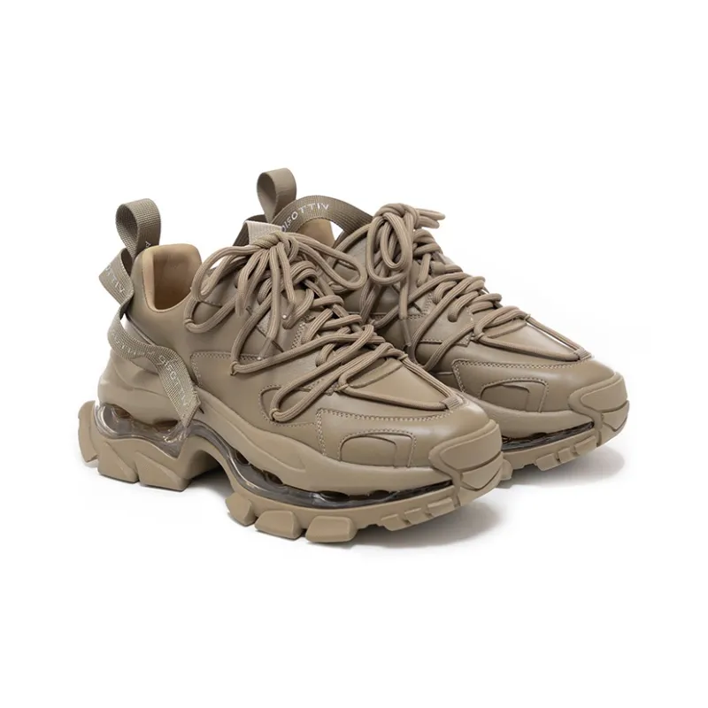 VITTORIO VENTURA Low Top Chunky Sneakers Women's Khaki-1