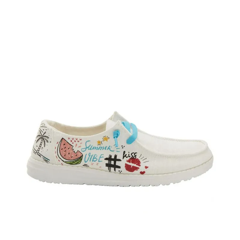 Heydude Women's Casual Shoes Women's Low-Top White Graffiti-1