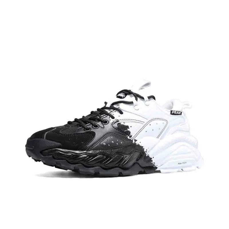 PEAK Taichi Journey 1st Generation Cushioning Slip Resistant And Abrasion Resistant Low Top Chunky Sneakers Black White-2