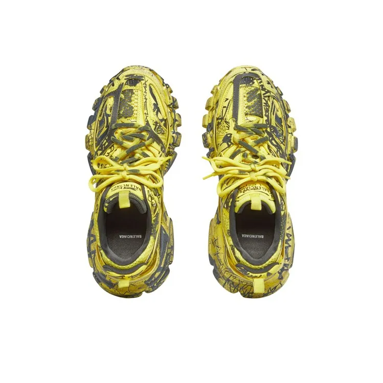 Balenciaga Track 1.0 Graffiti Chunky Sneakers Men's Yellow Black-3
