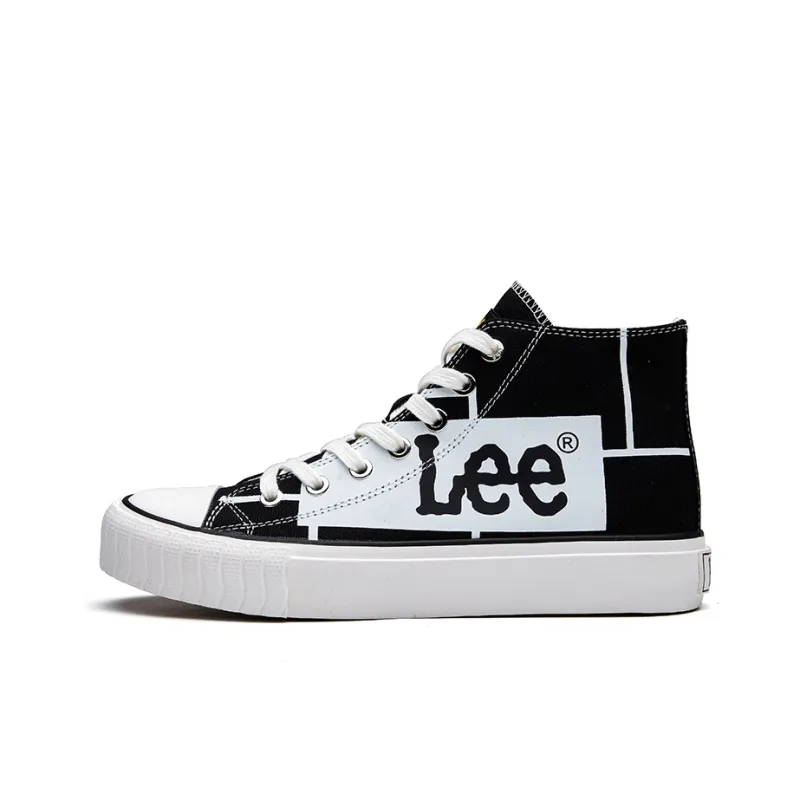 Lee Lightweight And Breathable High Top Canvas Shoes Unisex Black White-0