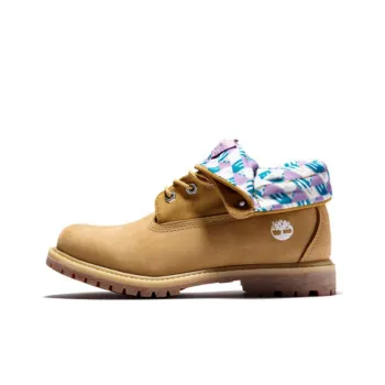 Timberland Roll Top Boots Basic 'Wheat Pink With Plaid Print' Women's