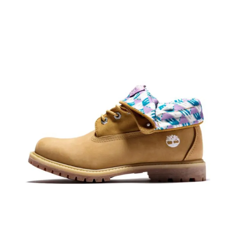 Timberland Roll Top Boots Basic 'Wheat Pink With Plaid Print' Women's-0