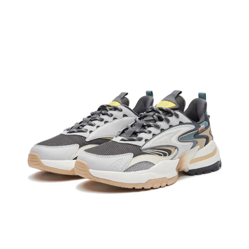 Erke Xun From The Battlefield Low-Top Chunky Sneakers Men's White Gray-1