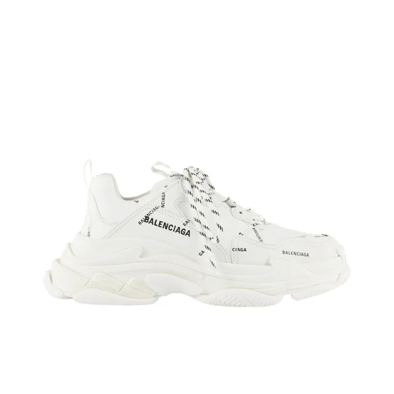Balenciaga All Over Logo Triple S White Black-1