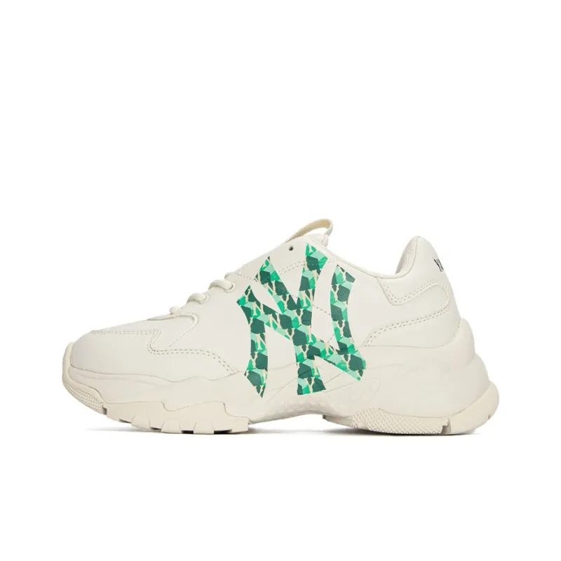 MLB Big Ball Chunky Chunky Sneakers Unisex Low Top Ivory White/Green-0