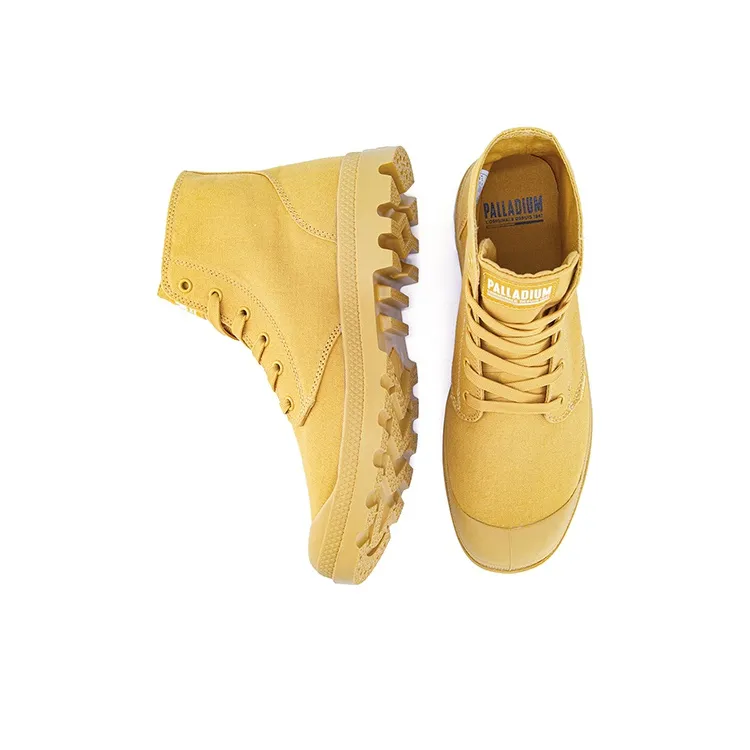 Palladium Mono Chrome Slip Resistant, Abrasion Resistant, Breathable High Top Canvas Shoes Unisex Yellow-3