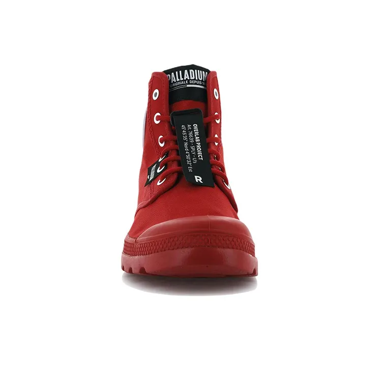 Palladium Pampa Lite Overlab Anti-Slip And Wear-Resistant Breathable High-Top Canvas Shoes Unisex Red-3