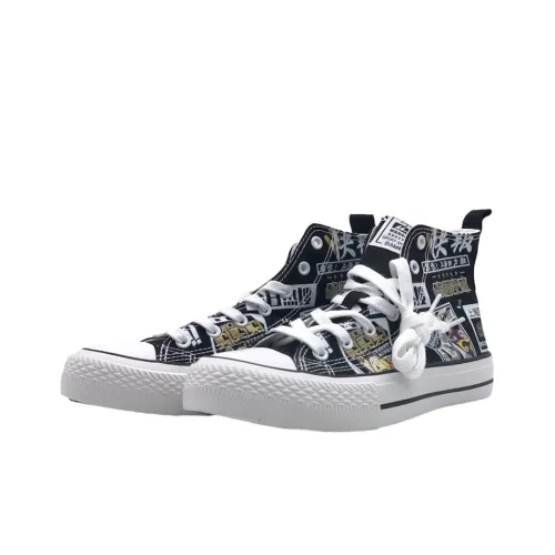 WARRIOR Canvas Shoes Unisex High-Top Black