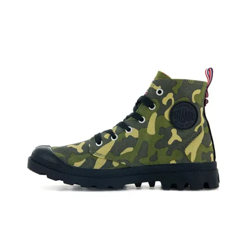 Palladium Pampa Hi Outzip Anti-Slip And Wear-Resistant Breathable High-Top Canvas Shoes Men's Green Camouflage