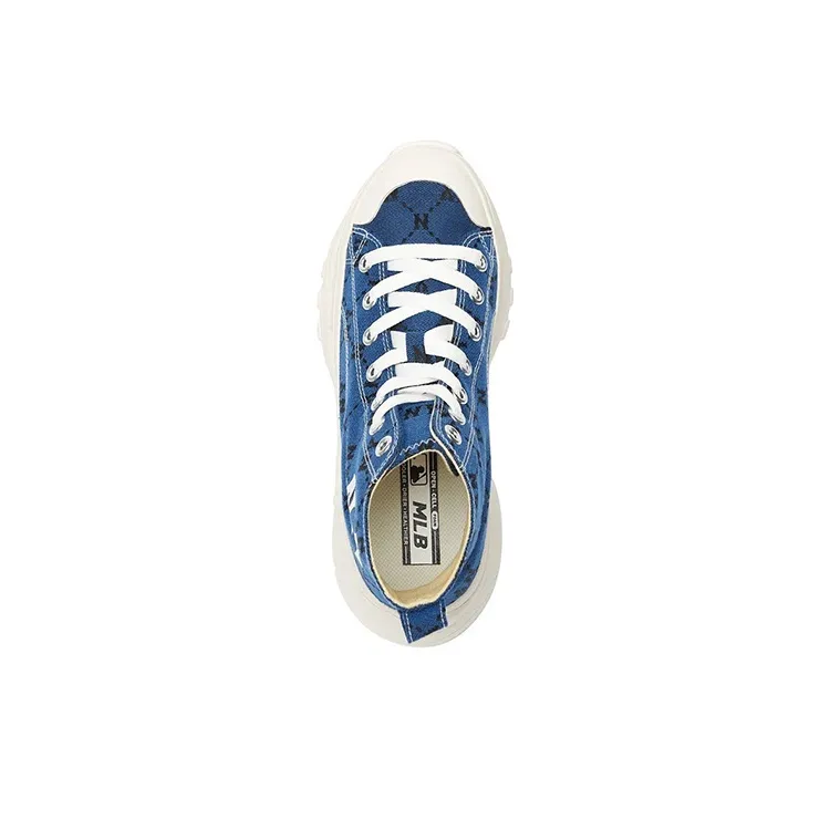 MLB Chunky High Anti Slip Wear Resistant High Top Canvas Shoes Unisex Blue-3