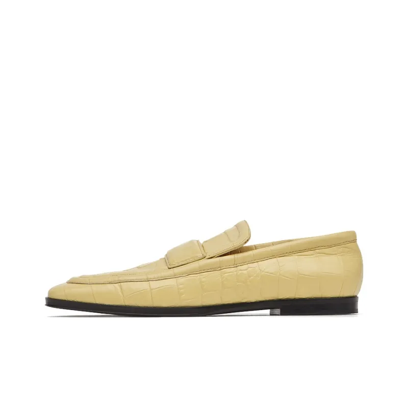 Bottega Veneta Croc-Effect Leather Loafer Yellow Women's-0