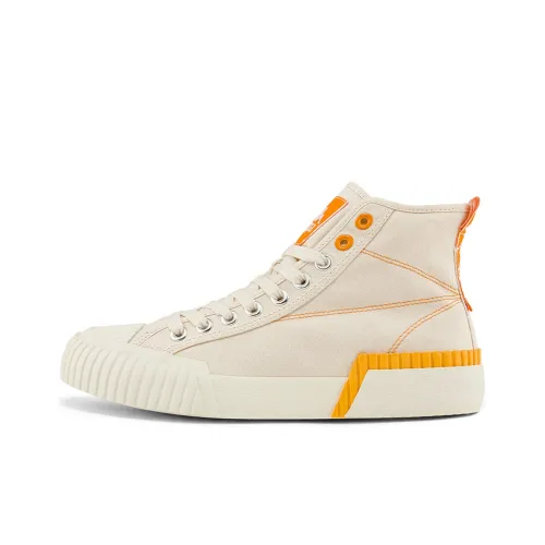 Kappa Canvas Shoes Unisex High-Top Heron Feather White/Yellow/Orange