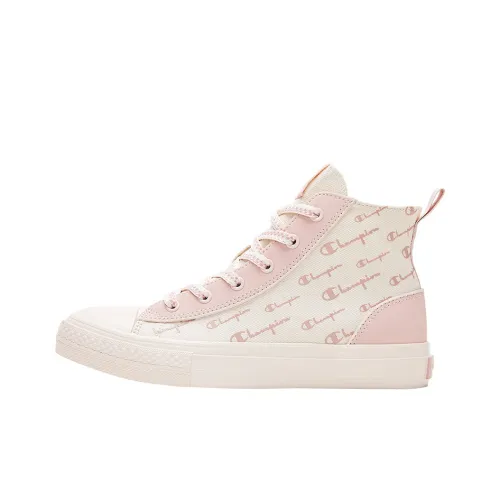 Champion Canvas Shoes Women's High-Top Peach Pink/Swan Attack Pink