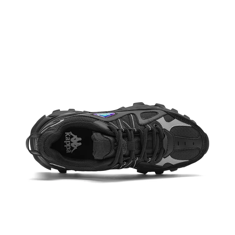 Kappa Cushioning Anti Slip And Wear Resistant Coverage Low Top Chunky Sneakers Unisex Black Gray-4