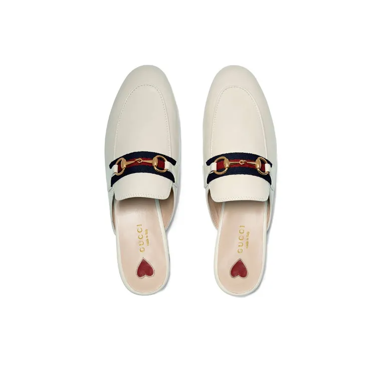 GUCCI Princetown Slipper White Web Leather-2