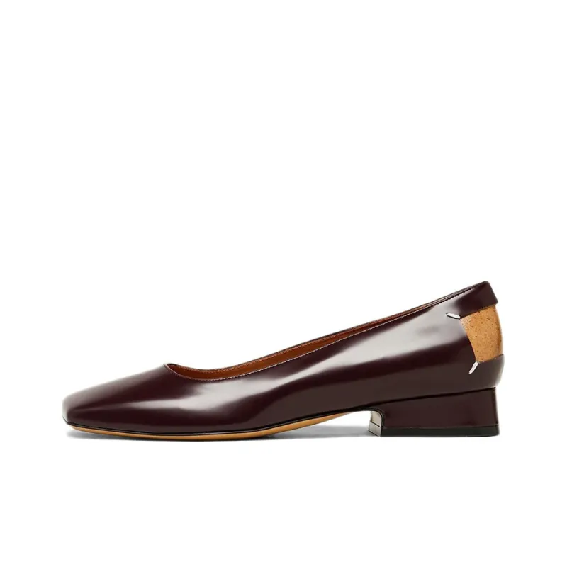 Maison Margiela Replica Chunky Heel Ballet Shoes Women's Dark Brown-0