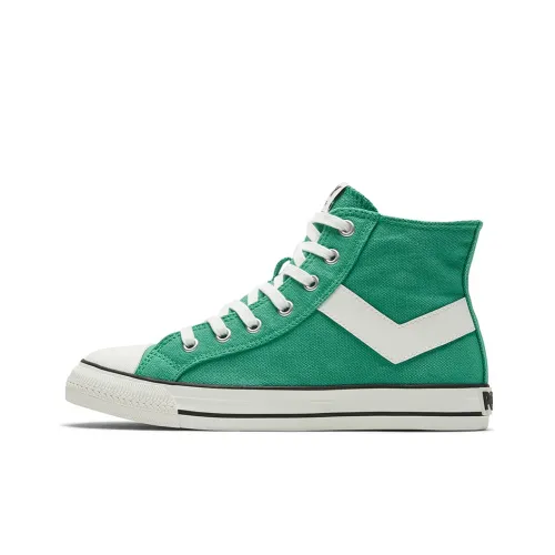 PONY Anti-Slip Wear-Resistant Breathable Coverage High-Top Canvas Shoes Women's Green