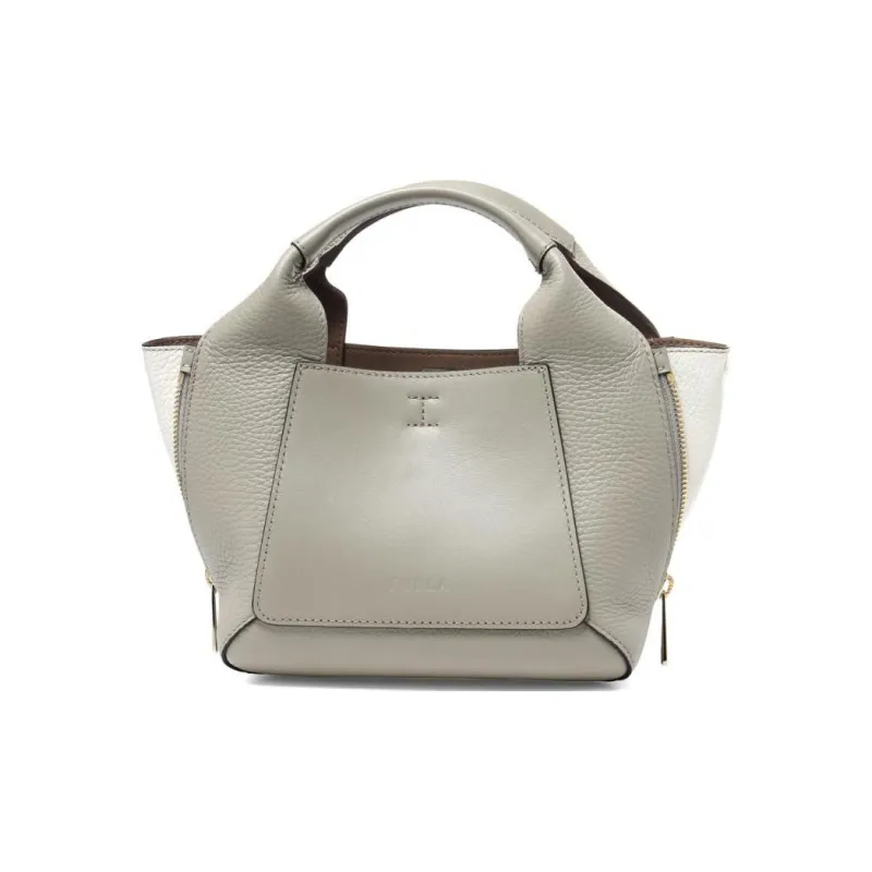 Furla Gilda Cow Leather Tote Bag, Shopping Bag, Shoulder Bag, Crossbody Bag, Handbag Mini Women's Light Gray-2