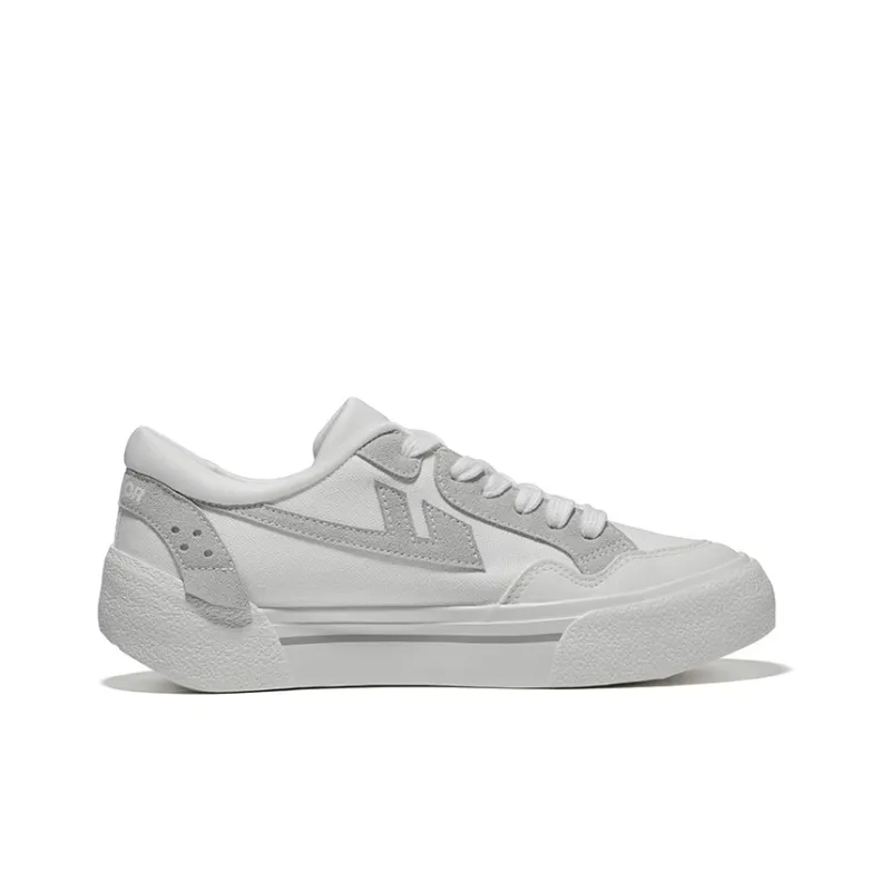 Warrior Wing Series Abrasion Resistant Slip Resistant Low Top Skateboard Shoes Unisex White Gray-1