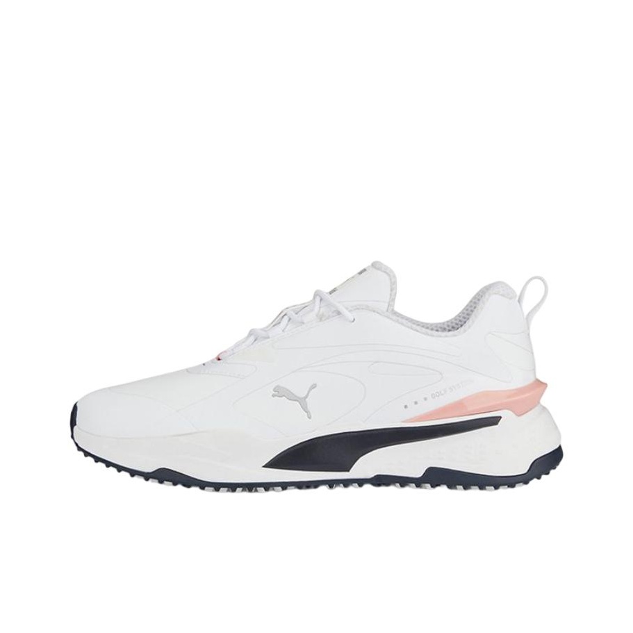 PUMA ゴルフシューズ ホワイト/ピンク/ネイビー PUMA Golf Shoes Men Low-Top White Pink - POIZON